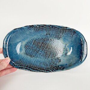 Vintage Handmade Ceramic Shallow Pottery Tray Trinket Dish Rustic Hand Made Gift